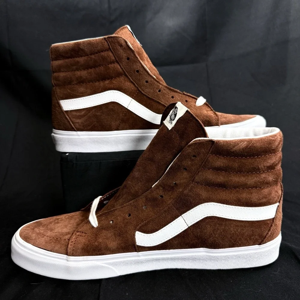 VANS Sk8 Hi Pig Suede Tortoise Shell Mens Size 13 Water Repellent Sneakers Brown
